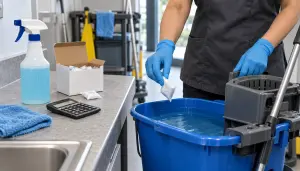 Pre-dosed soluble cleaning sachet dissolving in water for commercial floor cleaning, cost per litre cleaning chemicals, cleaning chemical cost, how to work out cleaning chemical cost per litre